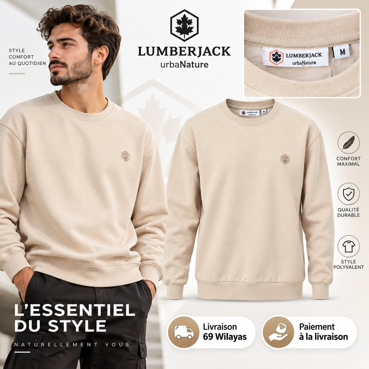 LUMBERJACK SWEAT SHIRT - LBJ-00601-BGE