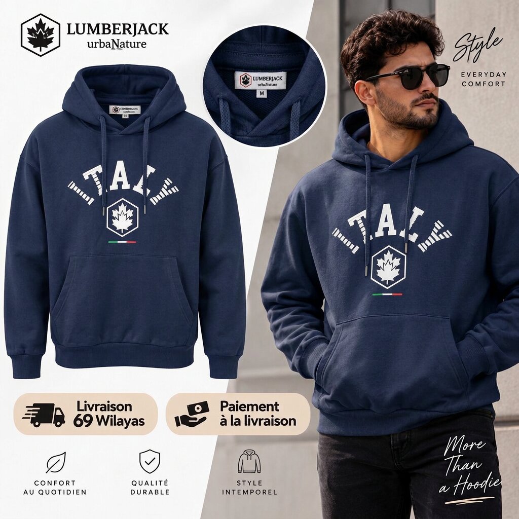 LUMBERJACK HOODIE - LBJ-00204-NVY