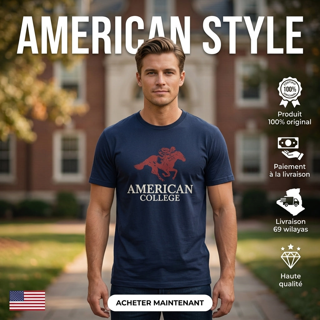 American College t-shirt pour Homme - TS260103-NAVY/BORD