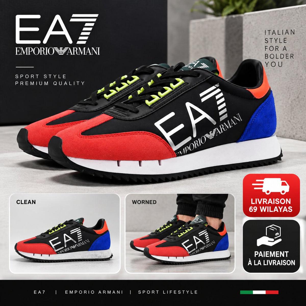 EA7 Emporio Armani Black & White Vintage Sneakers - 7X000541-AF18609-MZ329