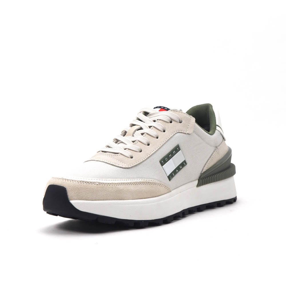 TOMMY HILFIGER BASKETS TOMMY JEANS TJW TECH RUNNER ESS HOMME KHAKI - ENOENO-LIGHT GREEN