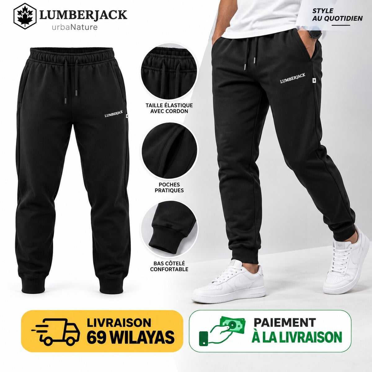 LUMBERJACK PANTALON JOGGING - LBJ-00301-BLK