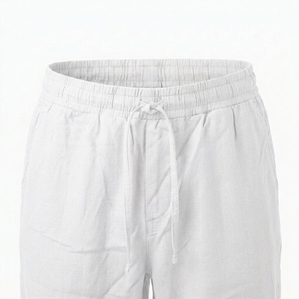 Départ Homme Pantalon en Lin Blanc - MG188-G21-000734