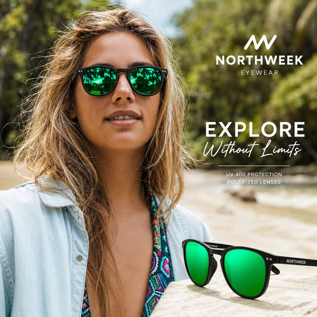 Northweek Wall Matte Black / Green Polarized Sunglasses - NDW100001