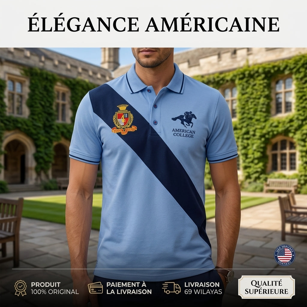 American College t-shirt pour Homme - PL250308C-BLEU