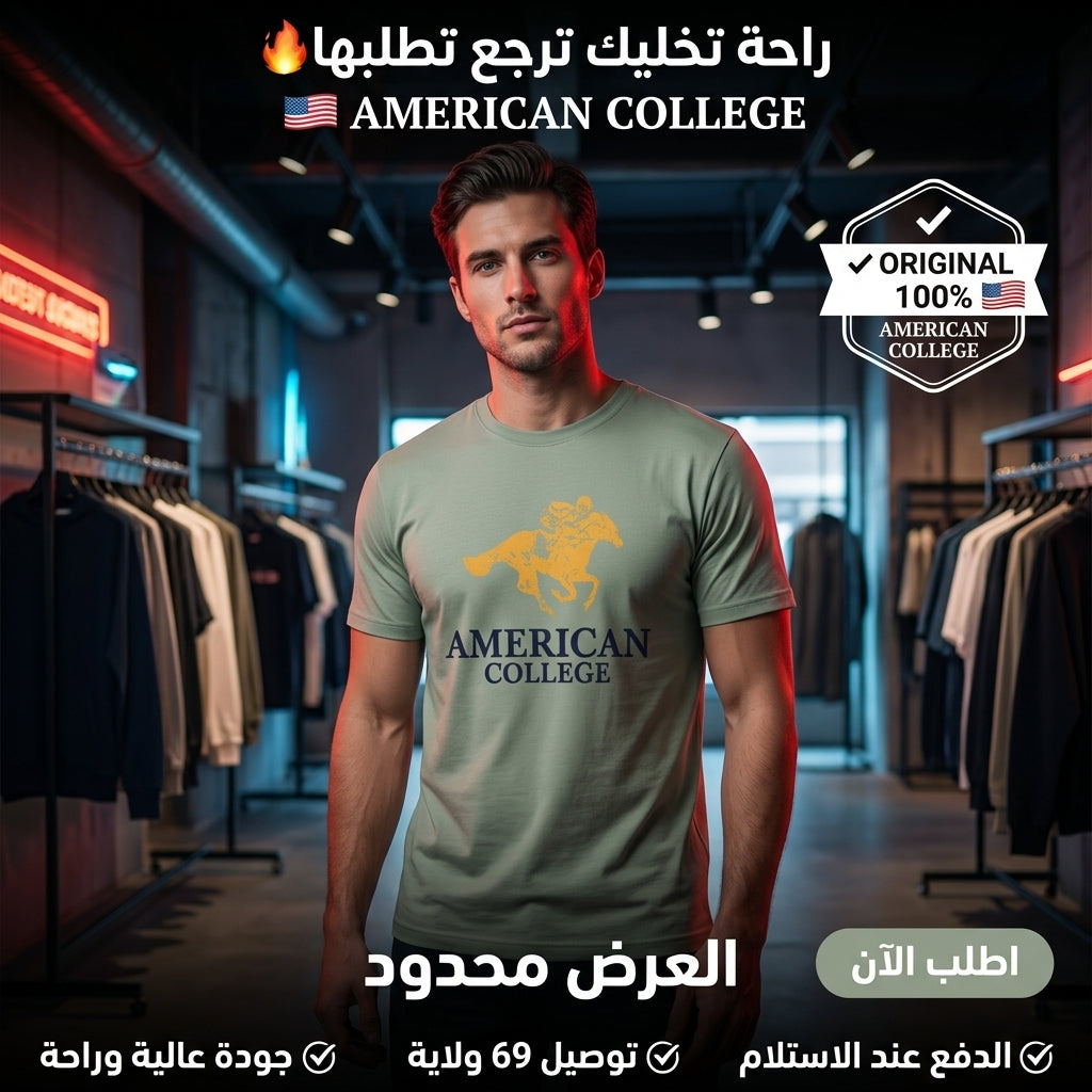 American College t-shirt pour Homme - TS260103-DK GREEN