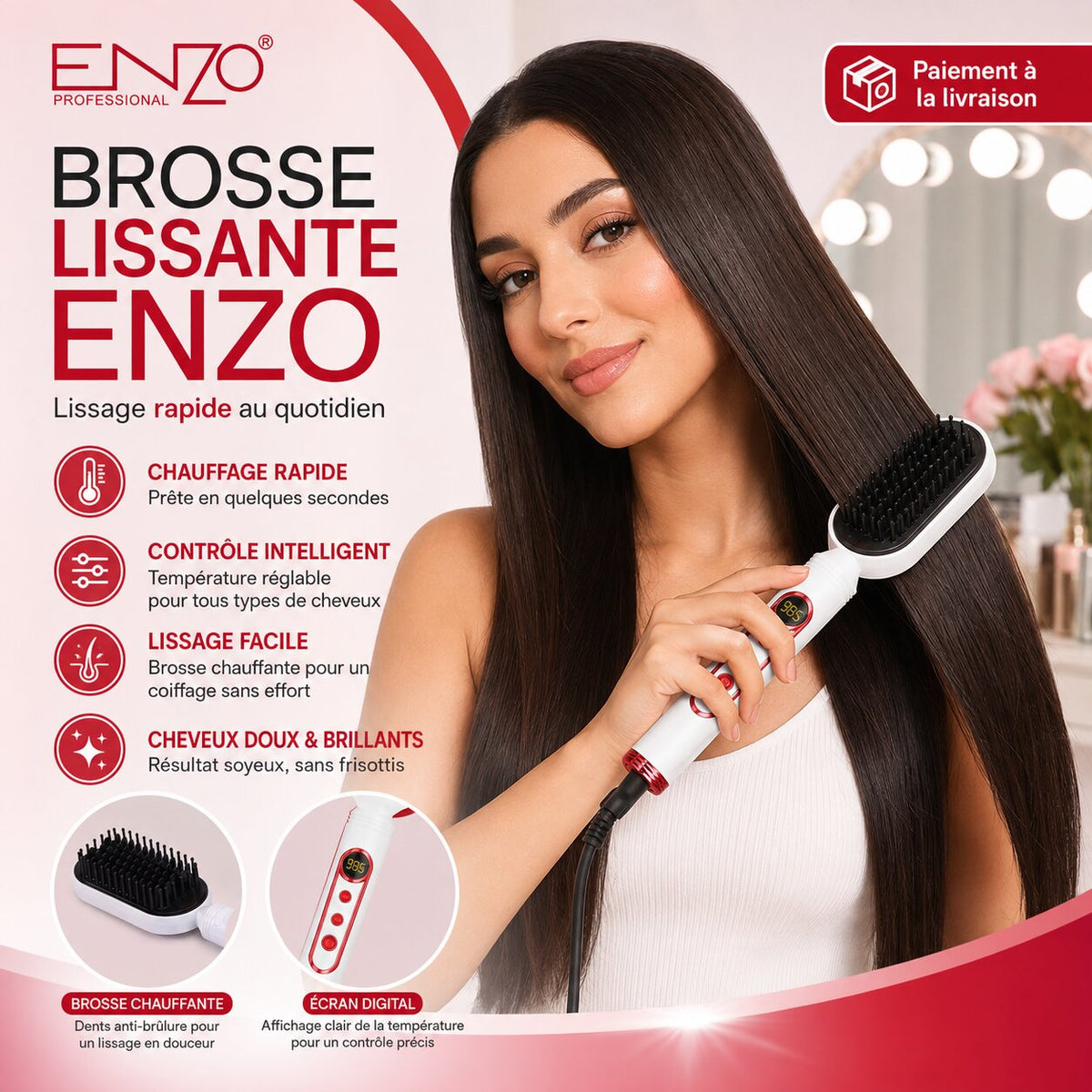 ENZO Professional EN-4201 Mini Hair Straightening Brush - EN-4201